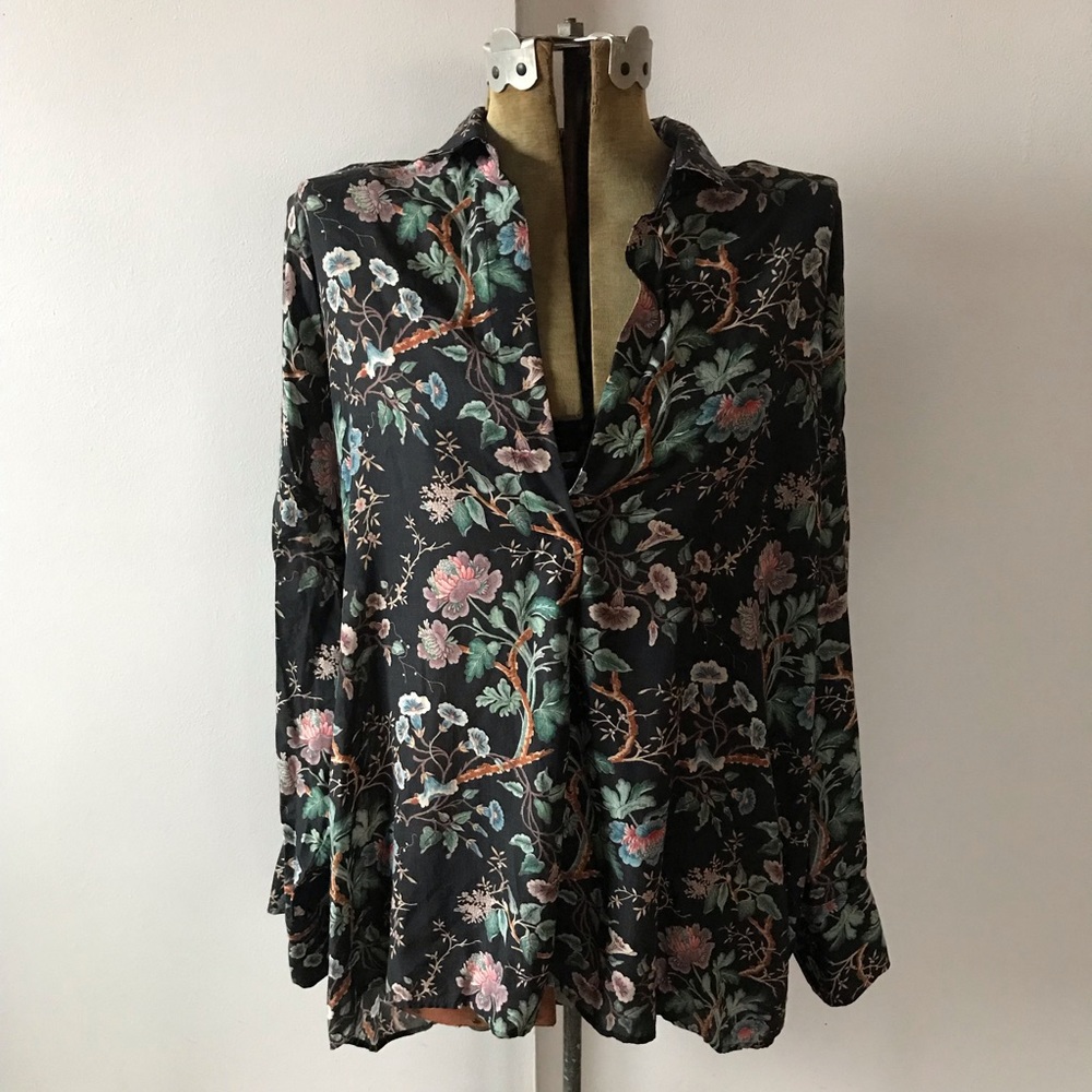 Zara floral print tunic top (Size XL)